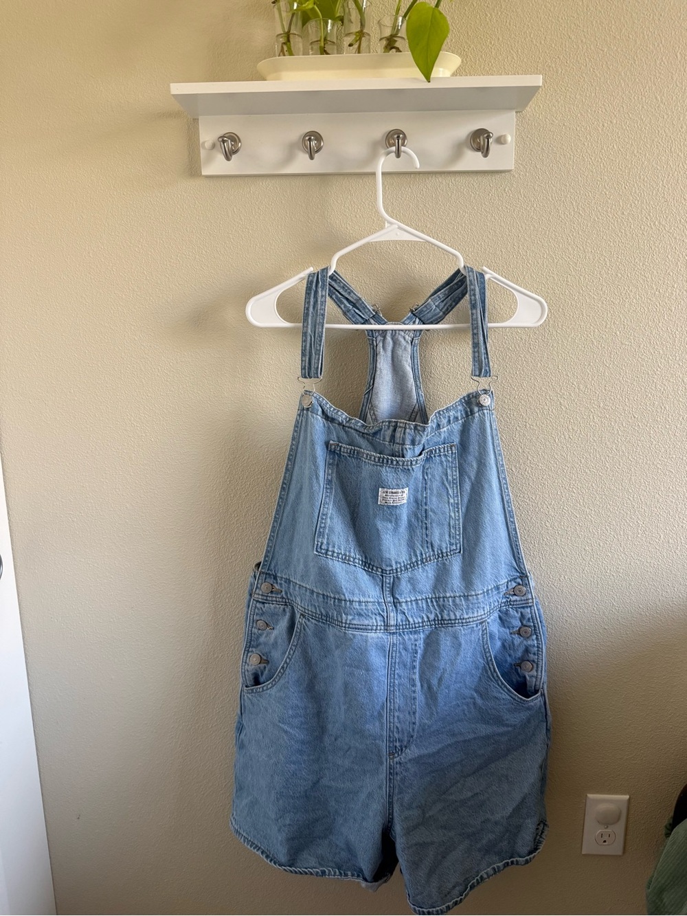 Levi's Light Blue Denim Short Overalls for Women